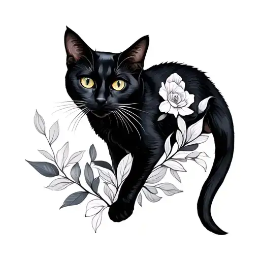 Black Cat Silhouette Intertwined