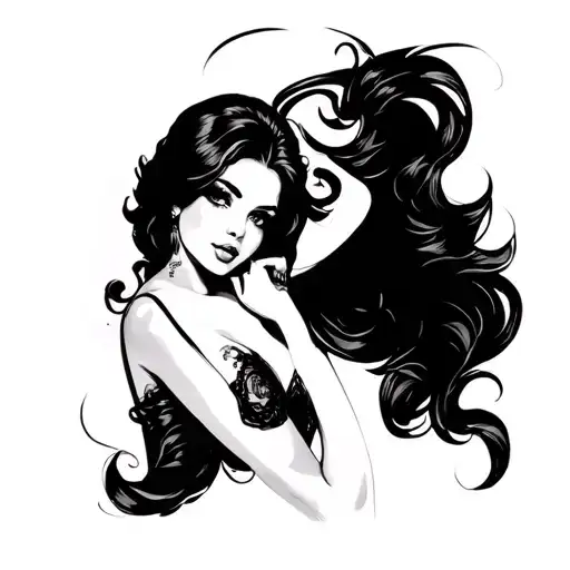 Girl Sexy Outline Pinup Girl