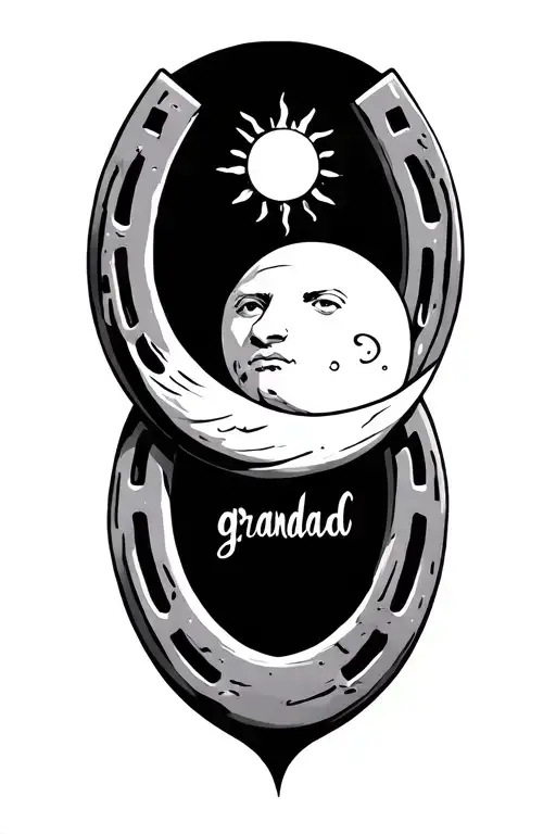A Horseshoe Sun And Moon With Grandad Written Inside