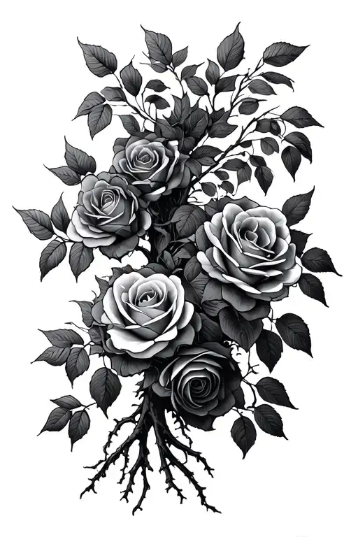 Willow Tree Growing Over Roses