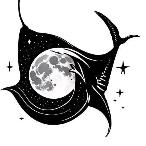 A Mantaray With The Moon And Stars Within It