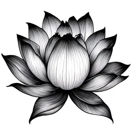 Thin Line Lotus Flower