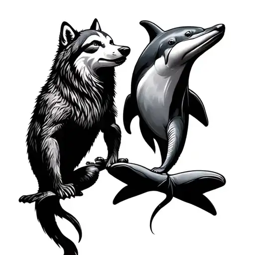 Wolf Dolphin And Sloth Meditating