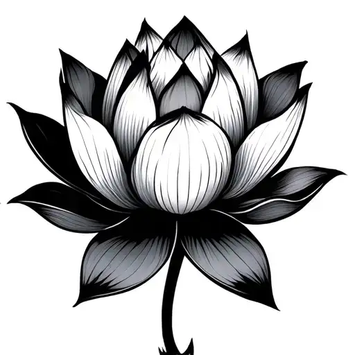 Thin Line Lotus Flower Tattoo With Geometic Designs