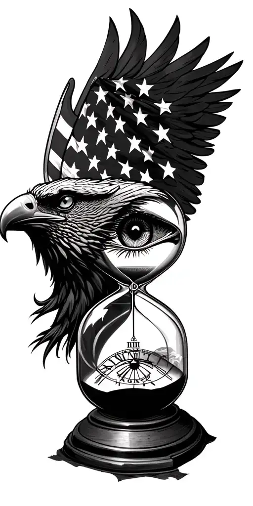 American Flag Eaglehead Hourglass All Seeing Eye Clark With Roman Numerals
