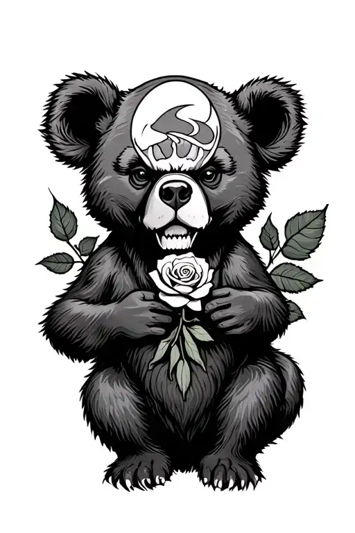 Grateful Dead Bear Holding A Rose