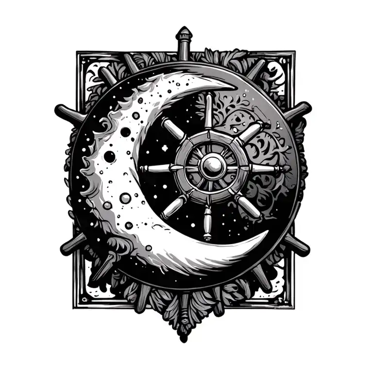 Crescent Moon & Shipwheel