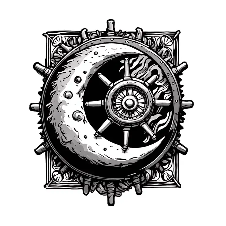 Crescent Moon & Shipwheel For Tribute To Dad