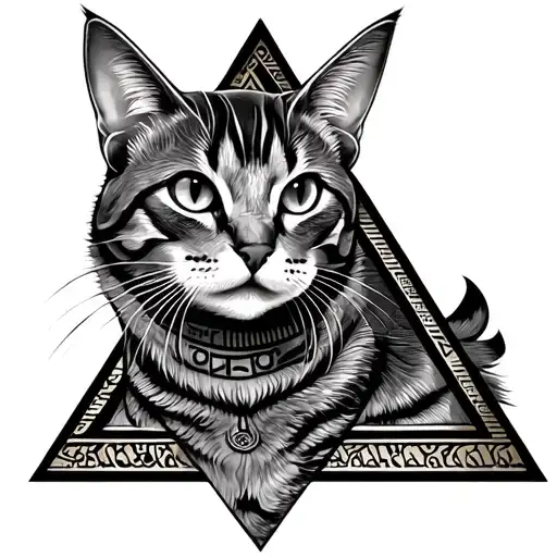 Cat Inside A Triangle Making Egyptian Signs