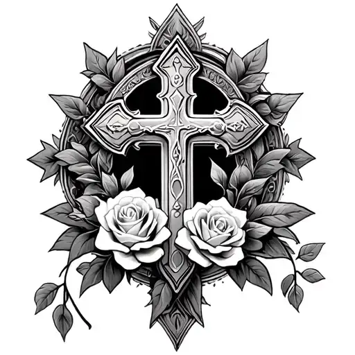 Catholic Cross And Rosace