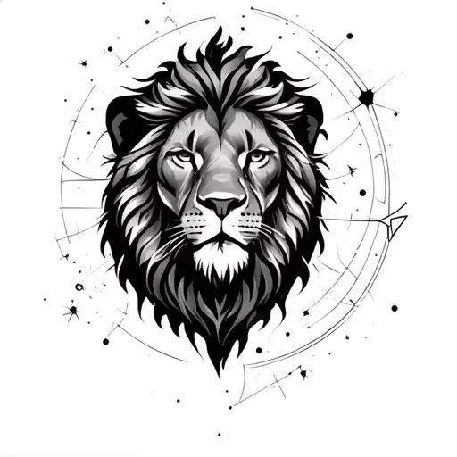 Leo Constellation With A Lion Head