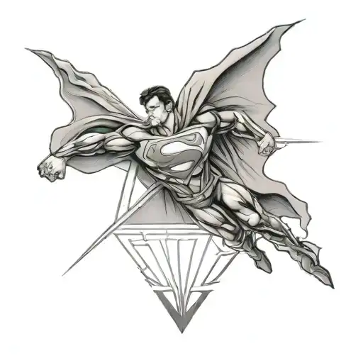 Superman Logo Full Sleeve That Goes Into A Cross With Rays Of Light And Nature At The Bottom