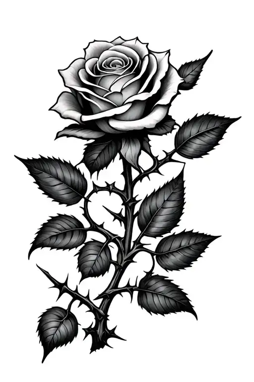Weaving Stem With Thorns With A Rose Intertwined