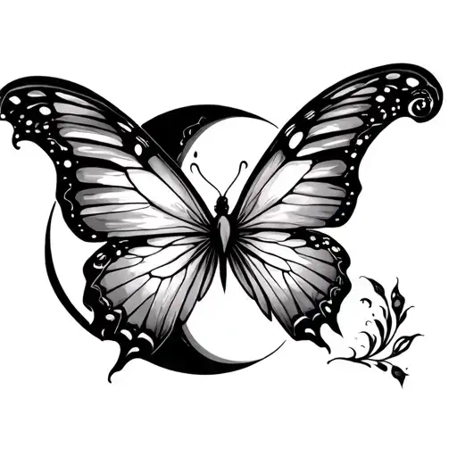 Cyber Sigilism Butterfly With Moon