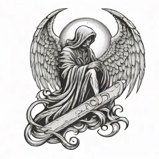 Sleep Token Angel Reaper With Moon In Background