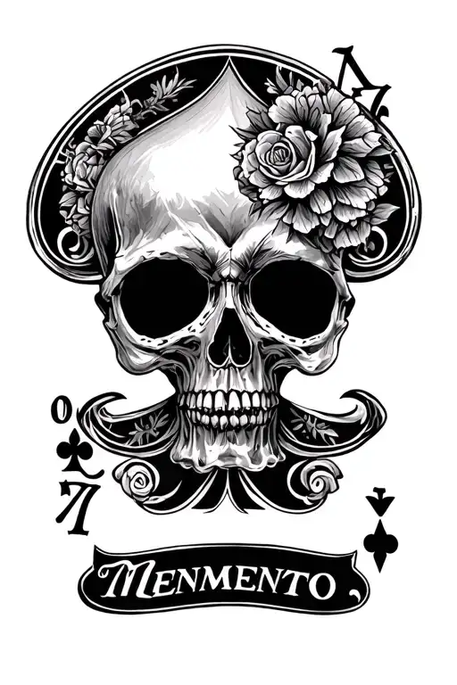 Ace Of Spades Playing Card With Memento Mori In It