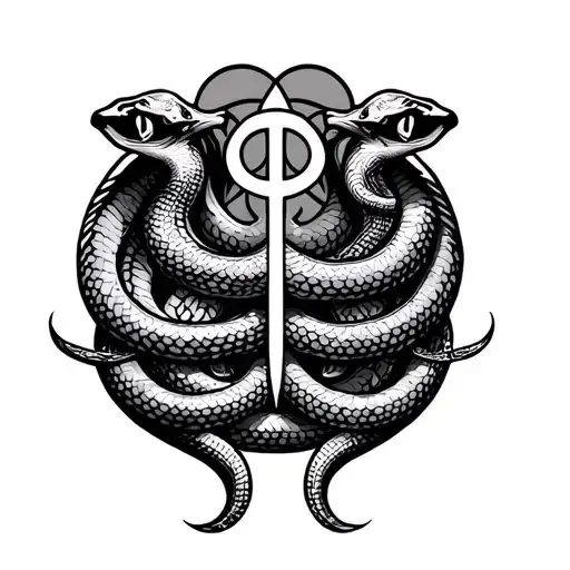 Gemini Symbol With Snakes Throat Tatoo