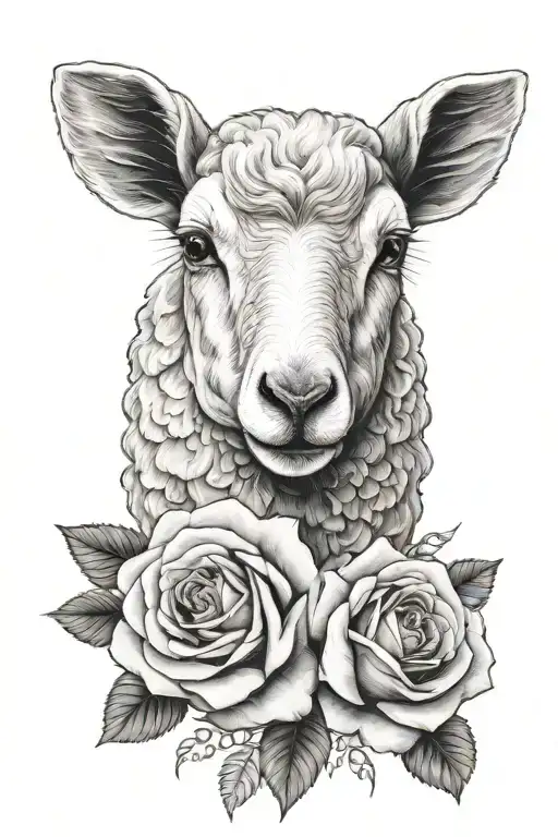 One Rose And Baby Sheep