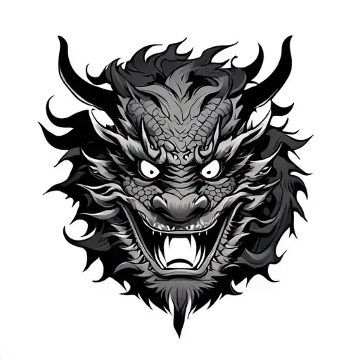 Japanese Oni Demon Mask With Dragon Wrapped