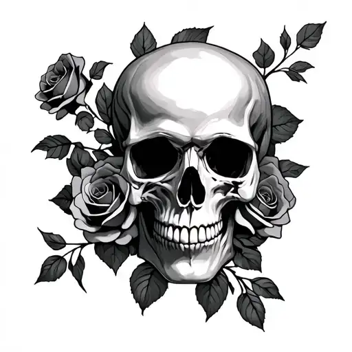 Skull On Hand With Roses Growing Up My Arm Sleeve