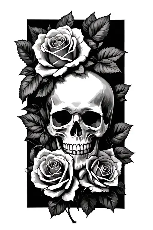 Skull On Hand With Roses Growing Up My Arm Sleeve