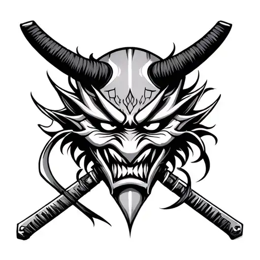 Oni Mask With Katana Sword