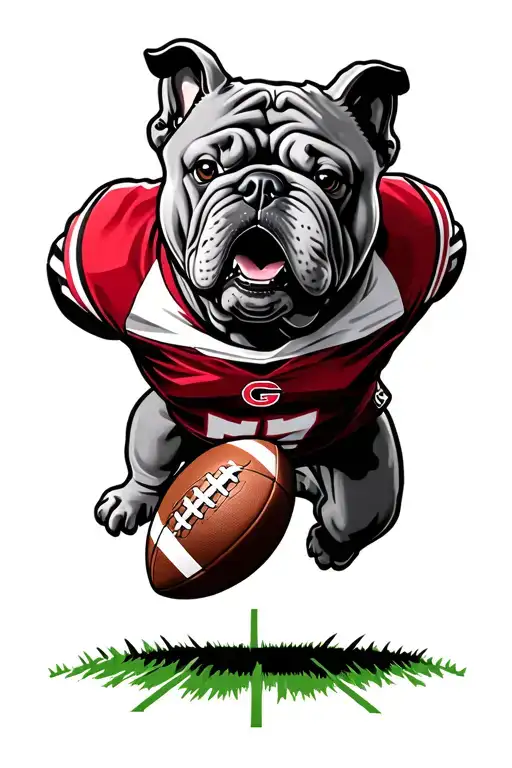 Uga Bulldog Throwing A Football Field