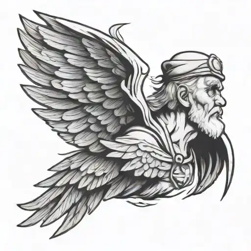 Old Man Cap With Wings Flying