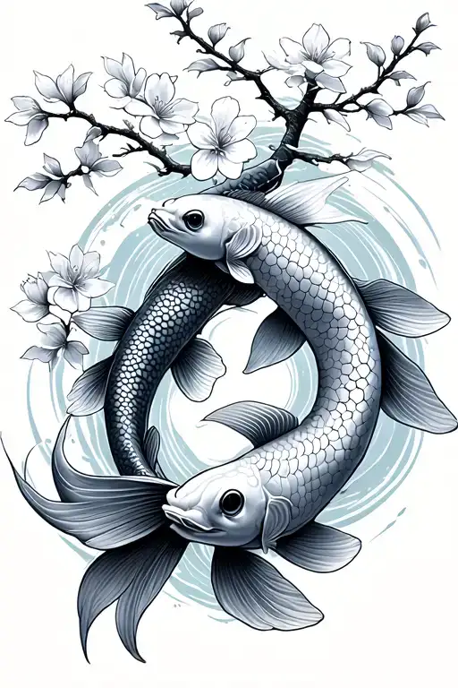 Cherry Blossom Tree And Koi Fish Transforming