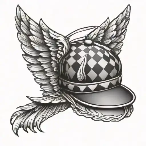 Checkered Flat Cap With Wings Flying
