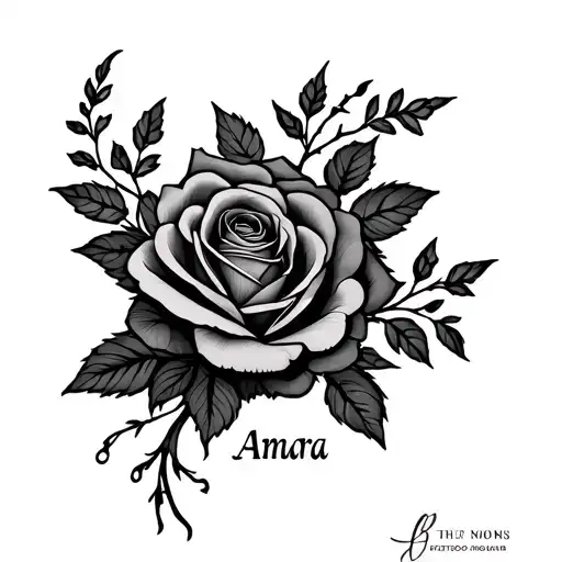 Roses With Vines And The Name Amara