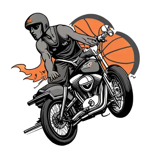 Basketball And Medicine And Chopper Motorcycle