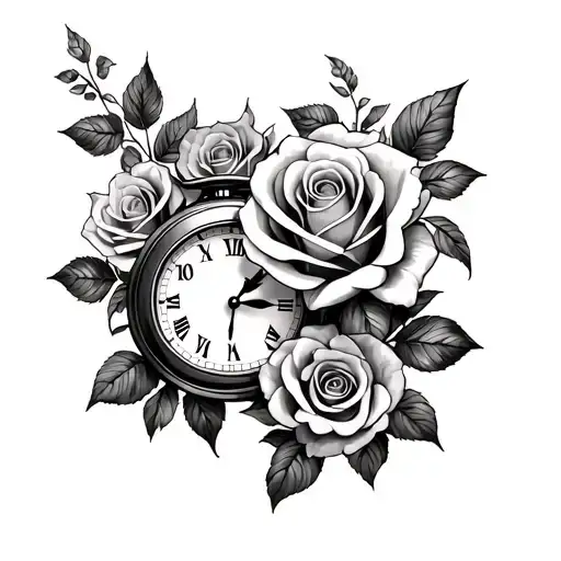 Roses And Clock