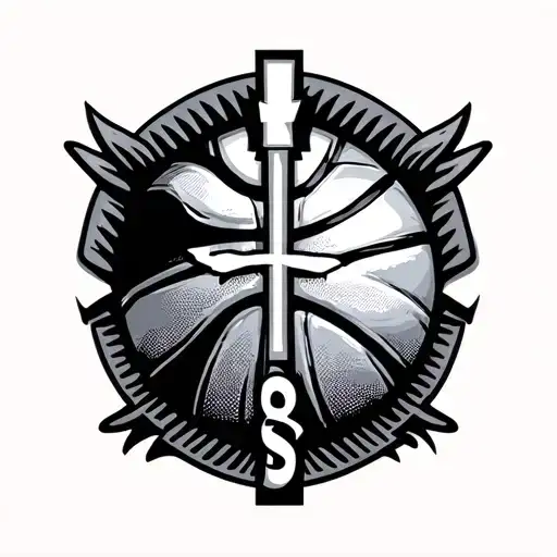 Basketball Merged With Medicine In Biker Emblem