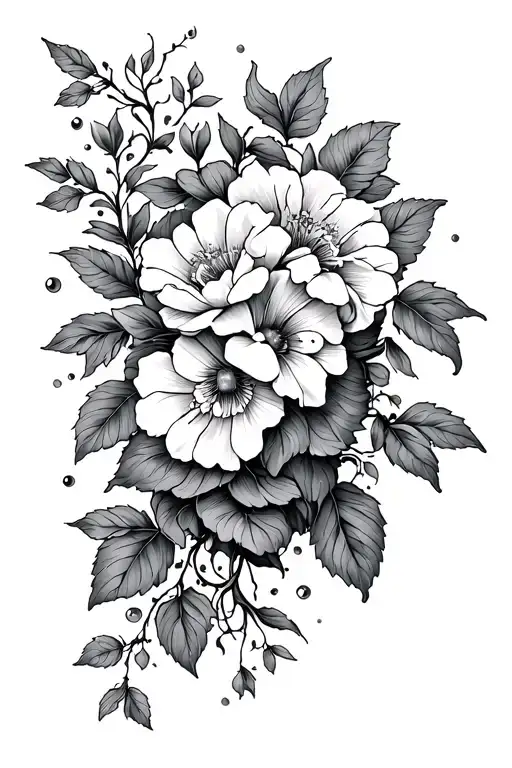 Vine And Floral Wrap From Back To Hip