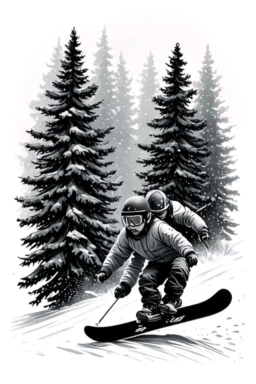 Tiny Snowboarders Riding Through Trees