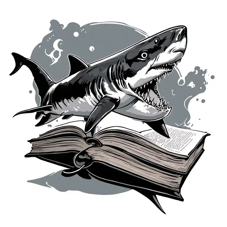 Shark And Book Open In Front