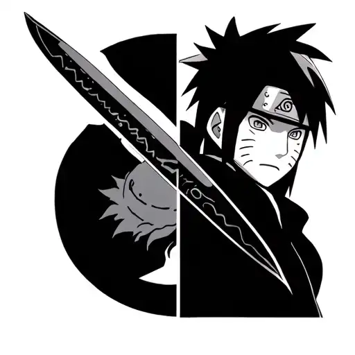 Naruto Tatoo With Gaara And Naruto As Two Sides Of The Same Sword