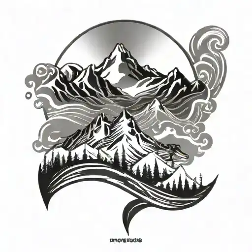 Wolfpack Mountain Range And The Sea Waves