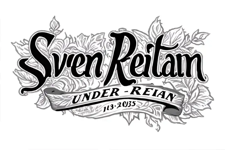 Text Tattoo Saying Svein Reitan And Under Svein Reitan It Will Say 1935 - 2015