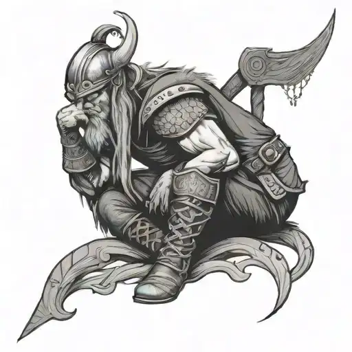 Sad Viking Sitting Alone
