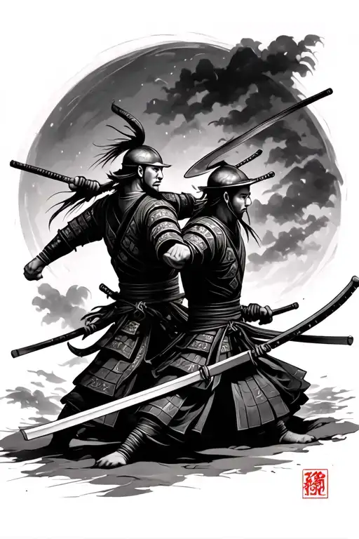 Two Samurai Dueling