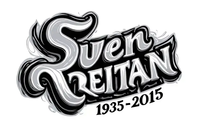 Text Tattoo Saying Svein Reitan 1935 - 2015