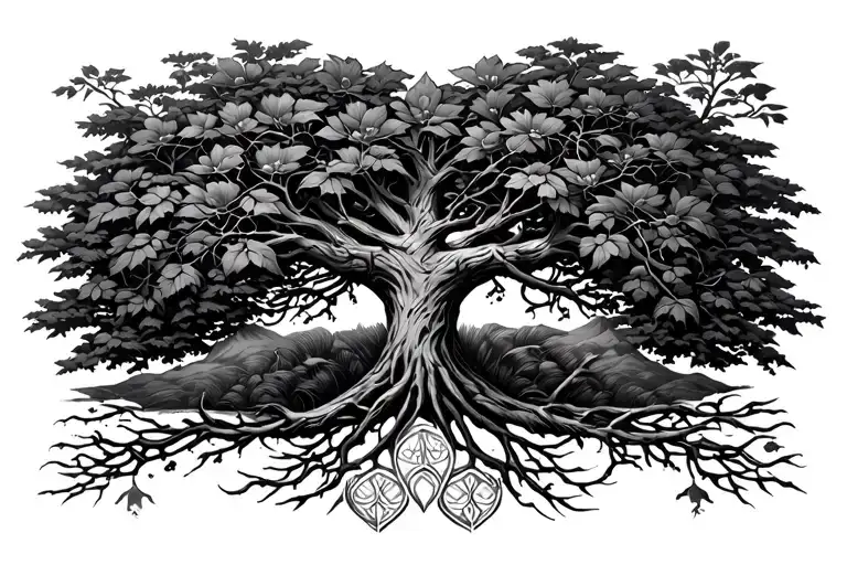 Men's Full Coverage Chest Piece Featuring Irish Tree Of Life