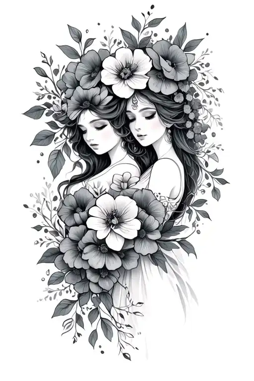 Bronwynn And Emersyn With Flowers Intertwined