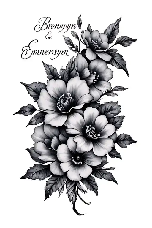 The Names Bronwynn And Emersyn With Flowers Intertwined