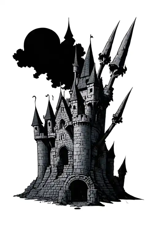 Impaled Bodies In Front Or Castle