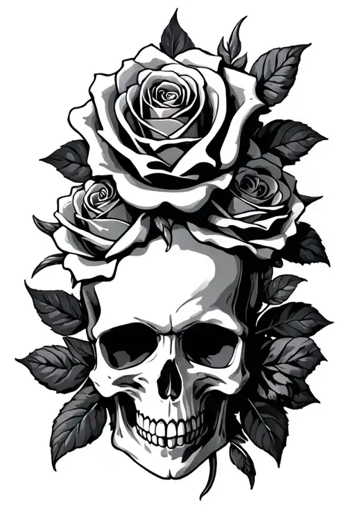 Skull And Roses Intertwined