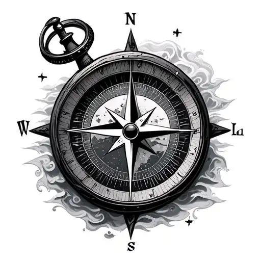 Compass With Ocean Topography Background
