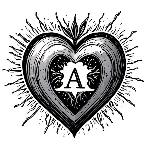Heart With Initial A Minimalist